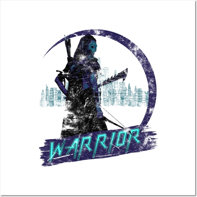 Female Warrior Retrowave Wall Art by MerlinArt